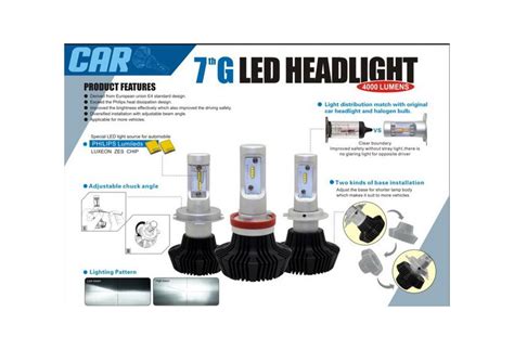 Led Headlight 7G H11 LUXEON ZES 4000 Lm W 6500K DC 12 24V 25W NF