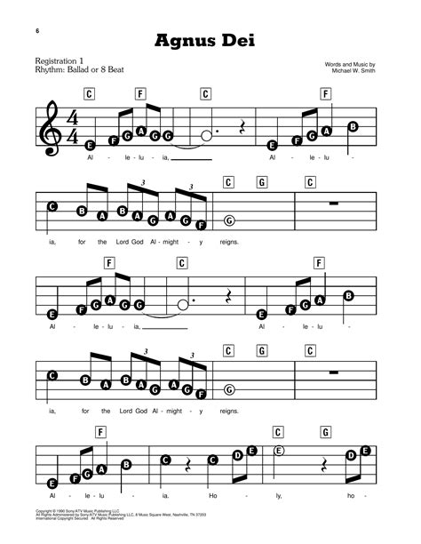 Agnus Dei By Michael W Smith Sheet Music For E Z Play Today At Sheet Music Direct