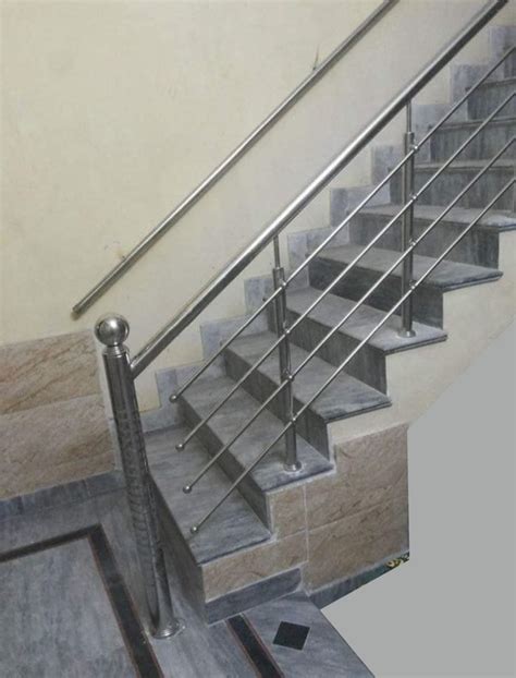 Metallic Gray Mm Stainless Steel Staircase Railing For Residential