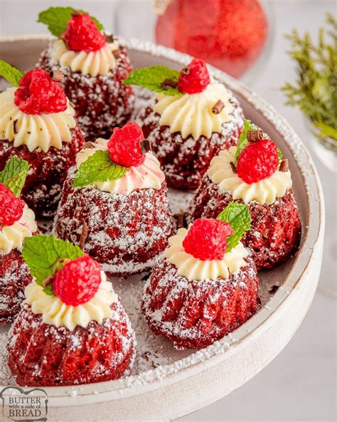 Red Velvet Mini Bundt Cakes Butter With A Side Of Bread