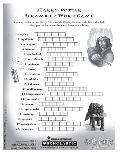 Free Printable Harry Potter Crossword Puzzles