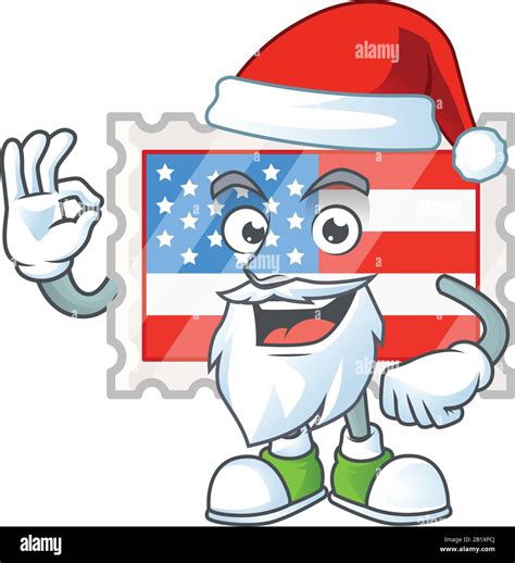 A Lovely Santa Independence Day Stamp Mascot Picture Style With Ok