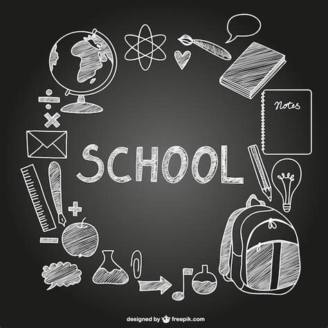 Free Vector School Icons On Chalkboard