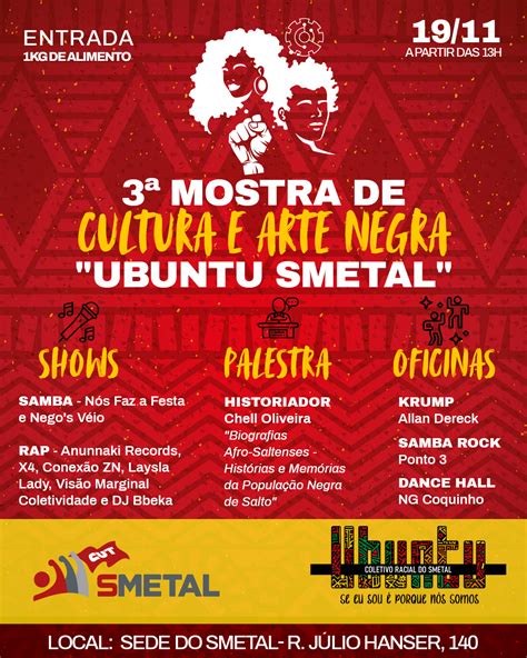 3ª Mostra De Cultura E Arte Negra Acontece Neste Sábado No Smetal