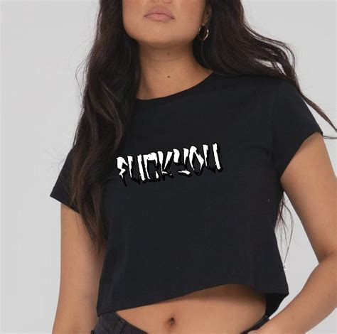 Fuck You Y2K Baby Tee Crop Top 2000s 90s Grunge Punk Goth Aesthetic Etsy