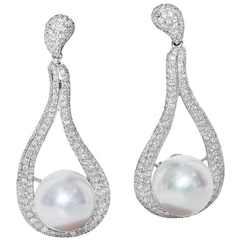 Victorian Natural Pearl And Diamond Dangle Earrings For Sale At Stdibs