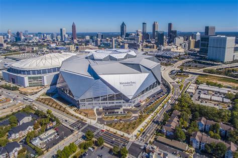 Drone Photograph of the Mercedes Benz-Stadium in Atlanta, Georgia ...