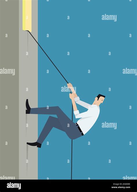 Man Climbs The Wall Using Rope Stock Vector Image And Art Alamy