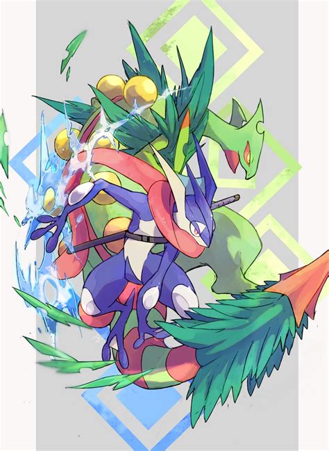 Greninja Sceptile And Mega Sceptile Pokemon Drawn By Nigiri Ngr