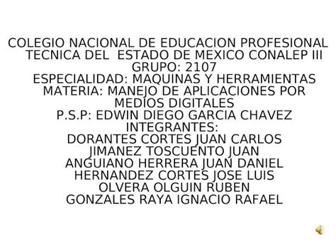 PPT COLEGIO NACIONAL DE EDUCACION PROFESIONAL TECNICA DEL ESTADO DE