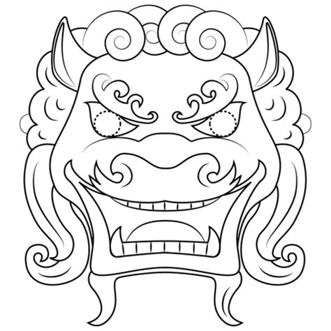 Chinese Lion Mask coloring page | Free Printable Coloring Pages