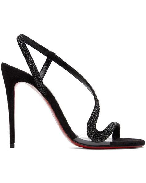 Christian Louboutin Black Rosalie Strass Heeled Sandals Lyst