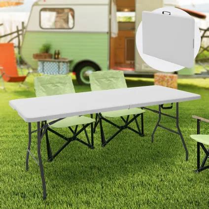 Ml Design Opklapbare Campingtafel Wit X Cm Klaptafel Voor