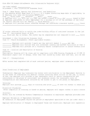 Fillable Online Form ETA 790 Sample Attachments For Illustrative