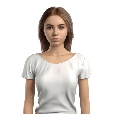 Premium Psd 3d Rendering Of A Woman In A Blank White T Shirt