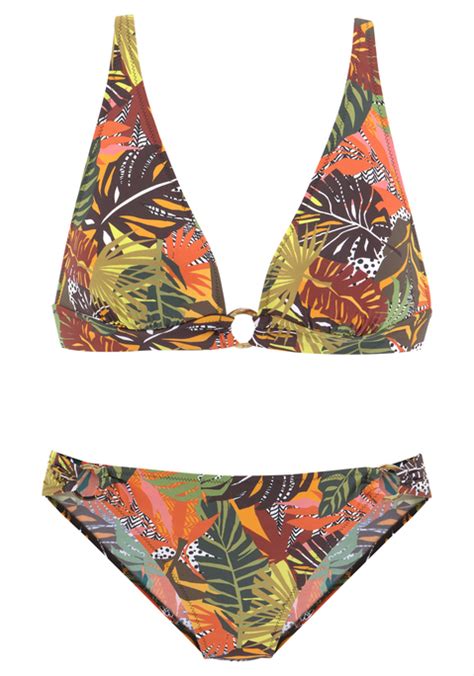 Vivance Triangel Bikini Foglia Braun Bedruckt Cup C D 34 LASCANA De