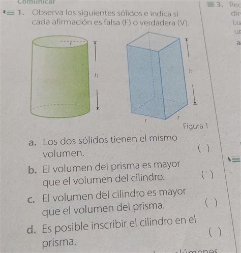 1 Observa los siguientes sólidos e indica si cada afirmación es falsa