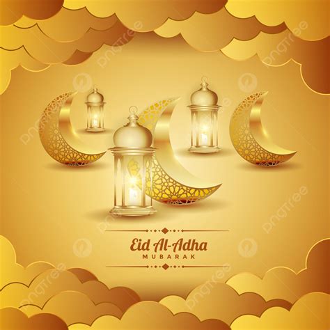 Colorful Islamic Eid Al Adha Mubarak Moon Lantern Beautiful Background