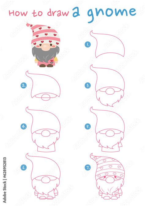 How To Draw A Gnome Vector Illustration Draw A Gnome Step By Step