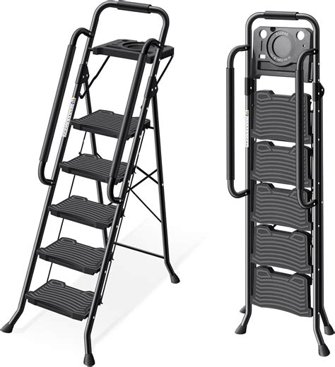 Kingrack 5 Step Ladder With Handrails Tool Tray Platform Folding Step