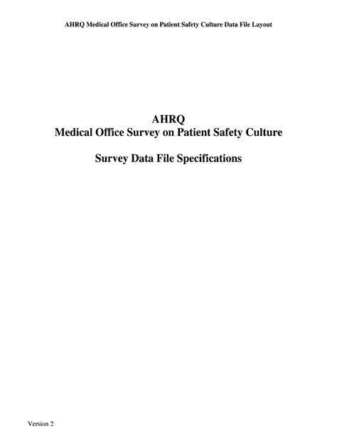 Fillable Online Ahrq Medical Office Survey On Patient Safety Culture