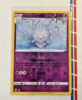 Pokemon Fusion Strike Galarian Cursola Reverse Holo Rare Card