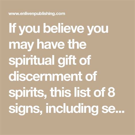 If You Believe You May Have The Spiritual Gift Of Discernment Of