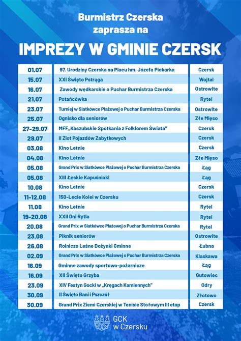 Kalendarz Imprez W Gminie Czersk Chojnice Pl