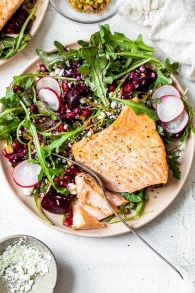 Salmon Salad With Beets Arugula And Pistachios Skinnytaste