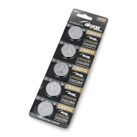 Set Of 5 X CR2032 Akyga 3V Lithium Battery