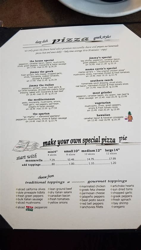 Menu At Jimmys Pizza And Pasta Pizzeria Stanwood