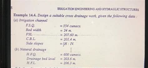 Solved IRRIGATION ENGINEERING AND HYDRAULIC STRUCTURES Chegg