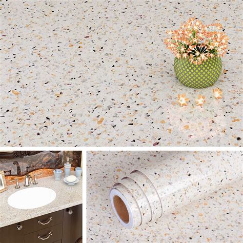 Livelynine 40CMX10M Contact Paper Granite Countertop Adhesive Wallpaper