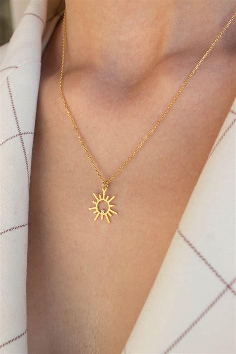 Gold Sun Necklace Dainty Sunshine Necklace Layering | Etsy