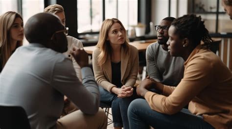 Premium Ai Image A Group Of People Sit In A Circle Talking And