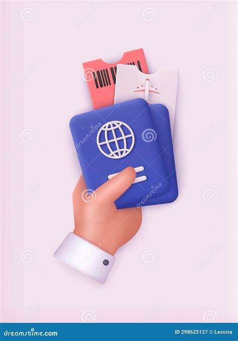 3d Vector Passport With Tickets Air Travel Concept Business Trip Banner With Passport Tickets