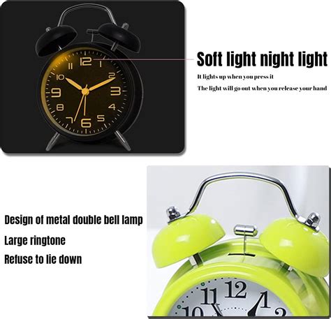 ERWUDEling 4 Twin Bell Alarm Clock For Heavy Sleepers With Backlight