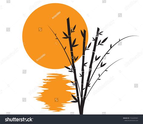 Bamboo Plant Silhouette On Sunset Vector Stock Vector (Royalty Free ...