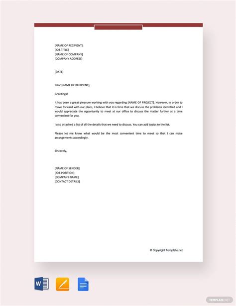 Editable Meeting Letter Templates in Word to Download