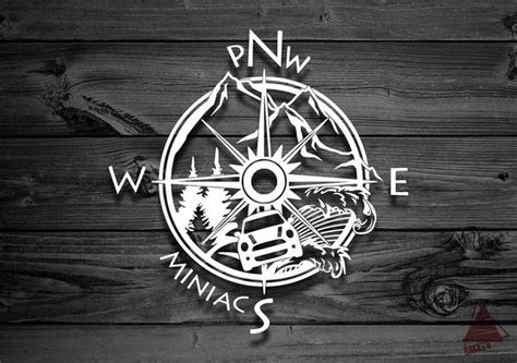 Custom Listing Pnw Miniacs Logo M1 Etsy Compass Drawing Tree Logo