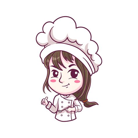 Premium Vector Cute Chef Girl Cartoon Character