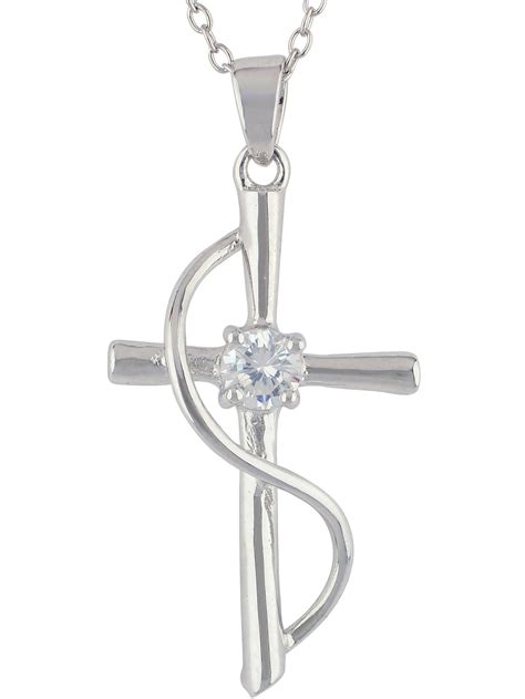 Brilliance Fine Jewelry Sterling Silver Simulated Diamond Cross