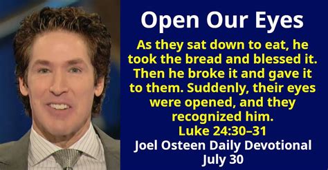 Joel Osteen Daily Devotional July 30 2024 Open Our Eyes