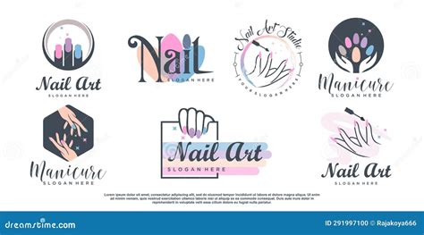 Beauty Nail Logo Design Vector With Creative Element Concept Premium