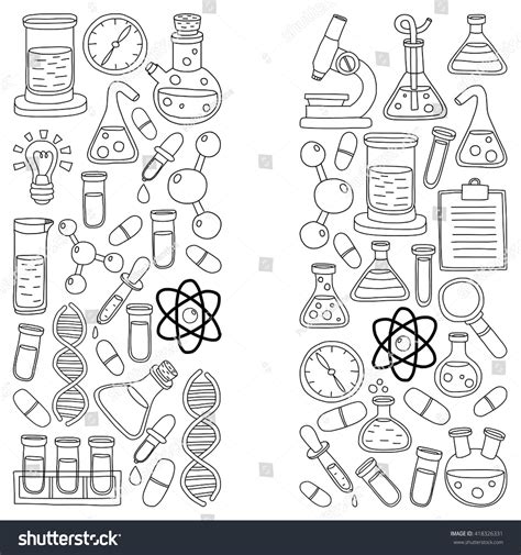 Chemistry Pharmacology Natural Sciences Vector Doodle Stock Vector