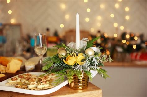 Premium Photo Stylish Table Setting With Burning Candles And