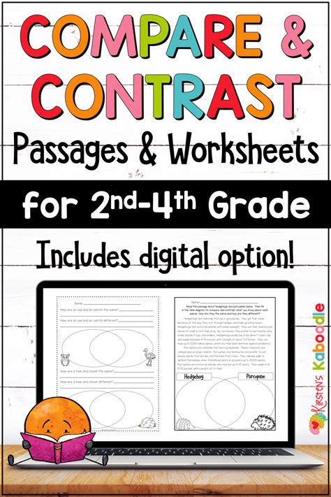 Compare And Contrast Passages Graphic Organizers Worksheets Anchor