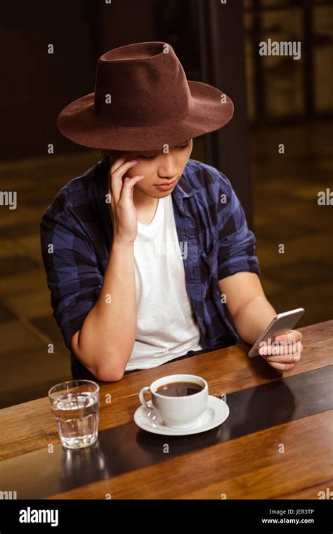 Man Using His Smartphone Stock Photo Alamy