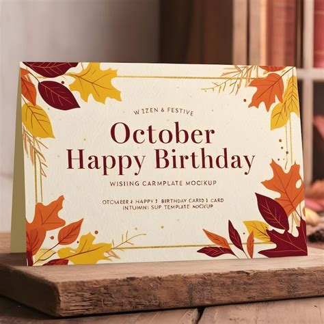 October Birthday Wishes Card Template Premium Ai Generated Image