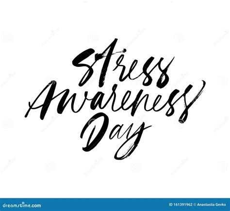 Stress Awareness Day Ink Pen Freehand Lettering Stock Vector